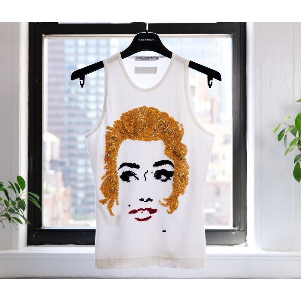 Dolce & Gabbana Vintage Rare Marilyn Monroe Sequin Tank Top (S/S 2001, IT42)